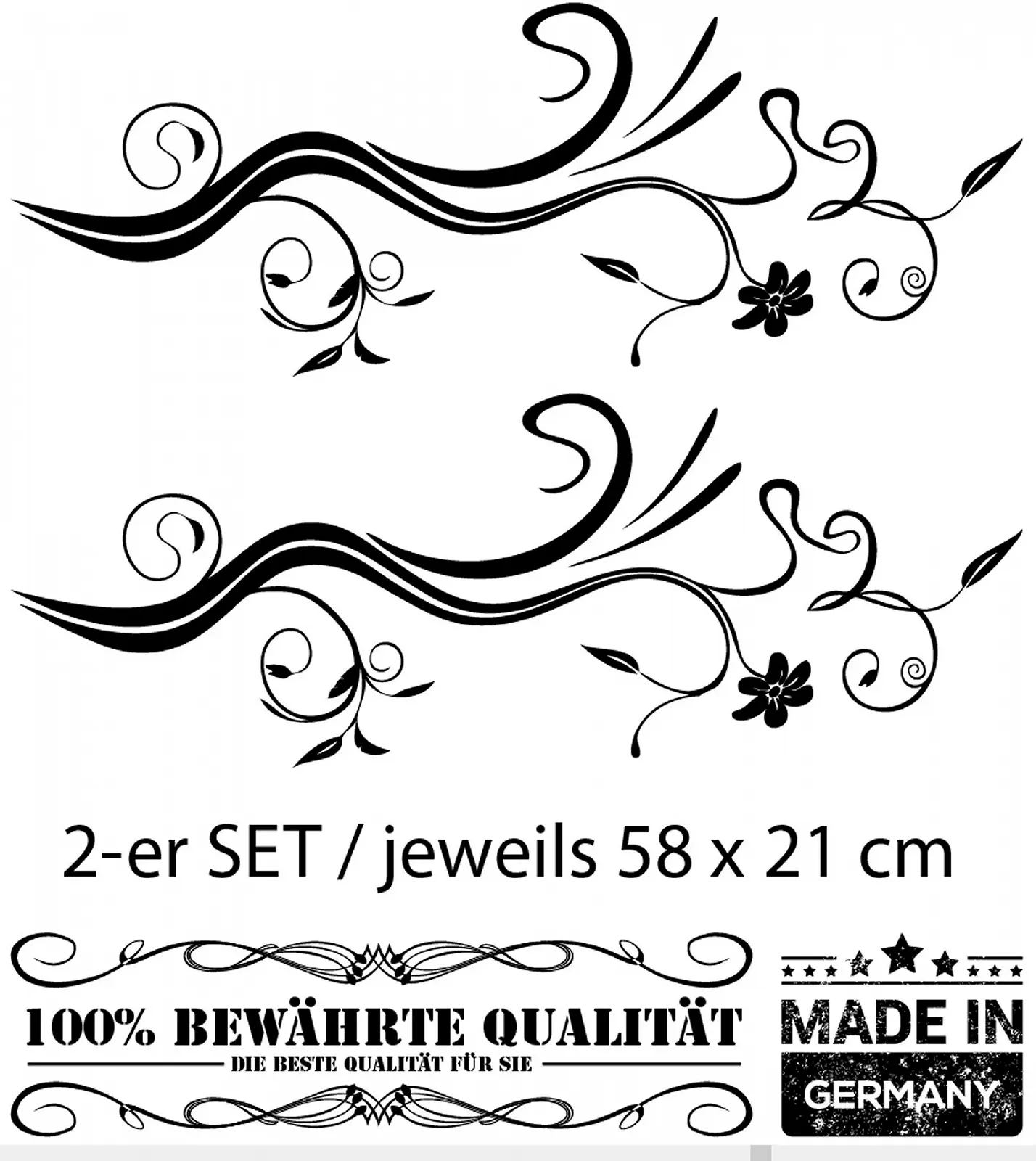 Наклейка на стіну DD Dotzler Design Flower Tendrils 58 x 21 см 2 шт. Чорна, фото №2