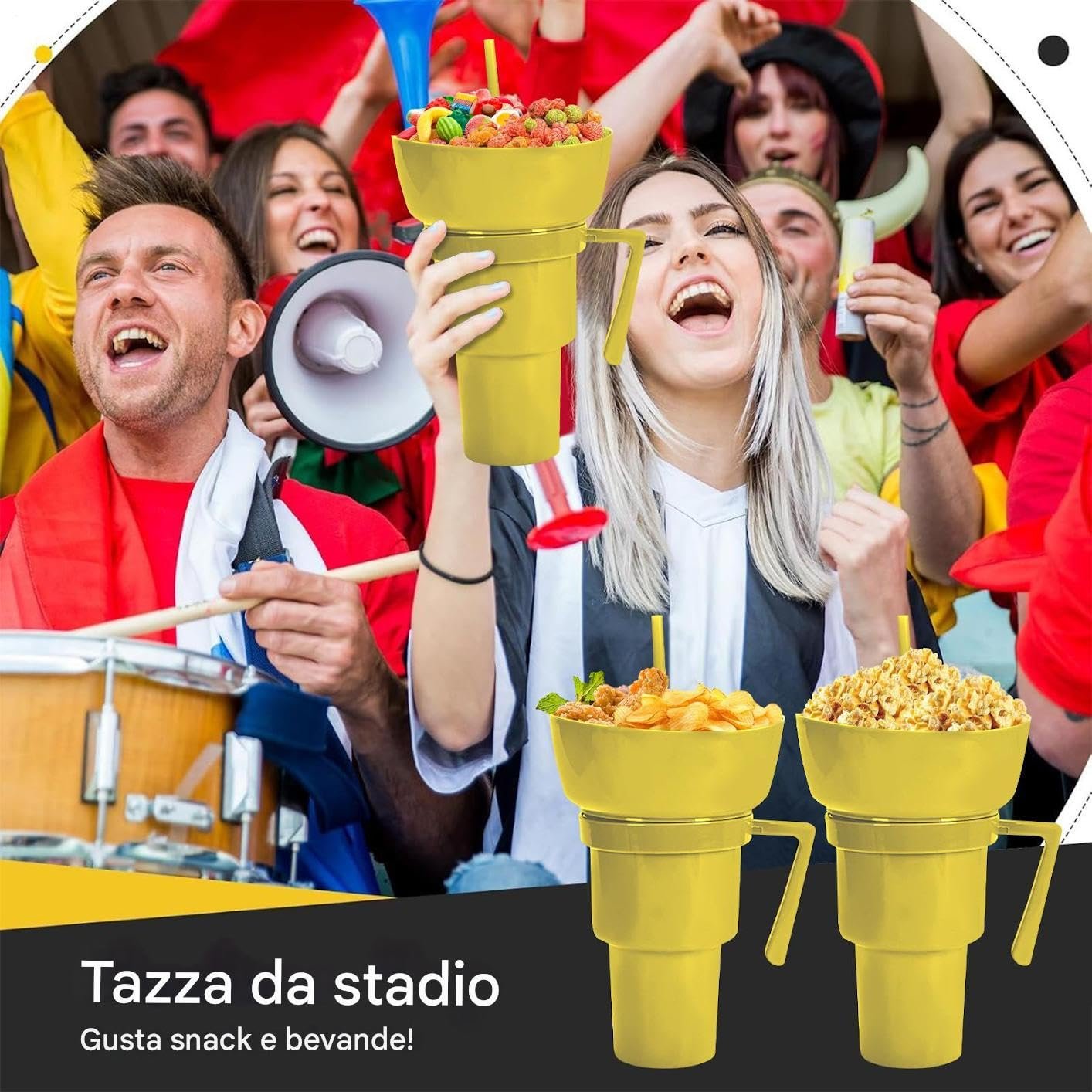 Cклянка для напоїв та снеків. Cклянка з інтегрованою снековою чашею, фото №3