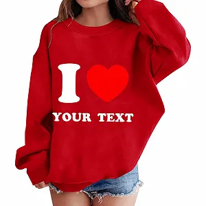 YHHRJAI Толстовка для девочки - Мягкий пуловер с круглым вырезом и принтом сердца, теплая хлопковая рубашка с длинными рукавами, повседневный топ, уютная куртка для малышей 3-14 лет - Фото 1