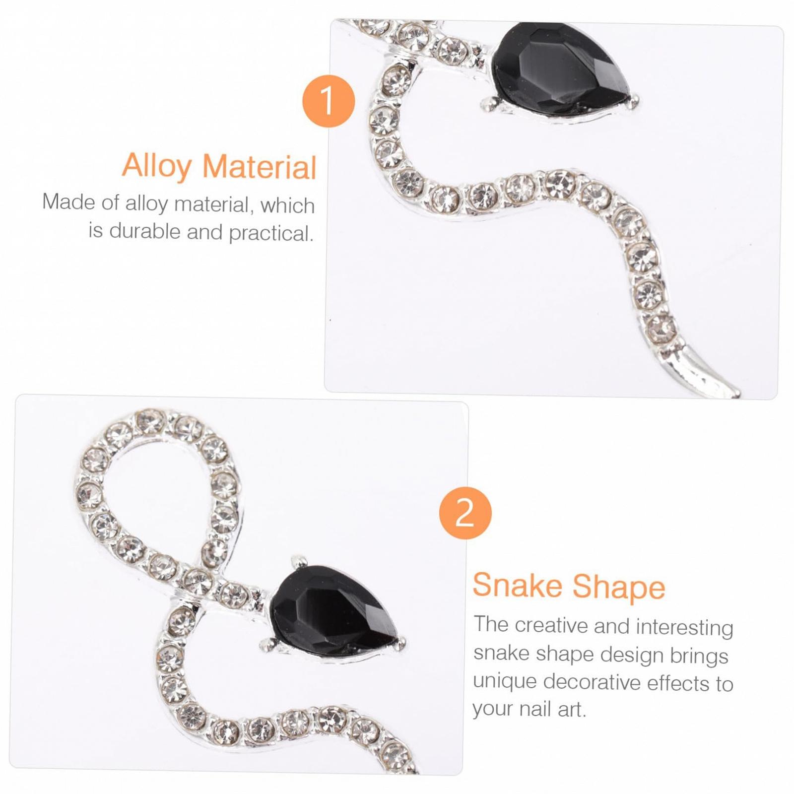 Украшения для ногтей в форме змеи Homoyoyo, набор 4 шт, из металлического сплава со сверкающими стразами, фото №9