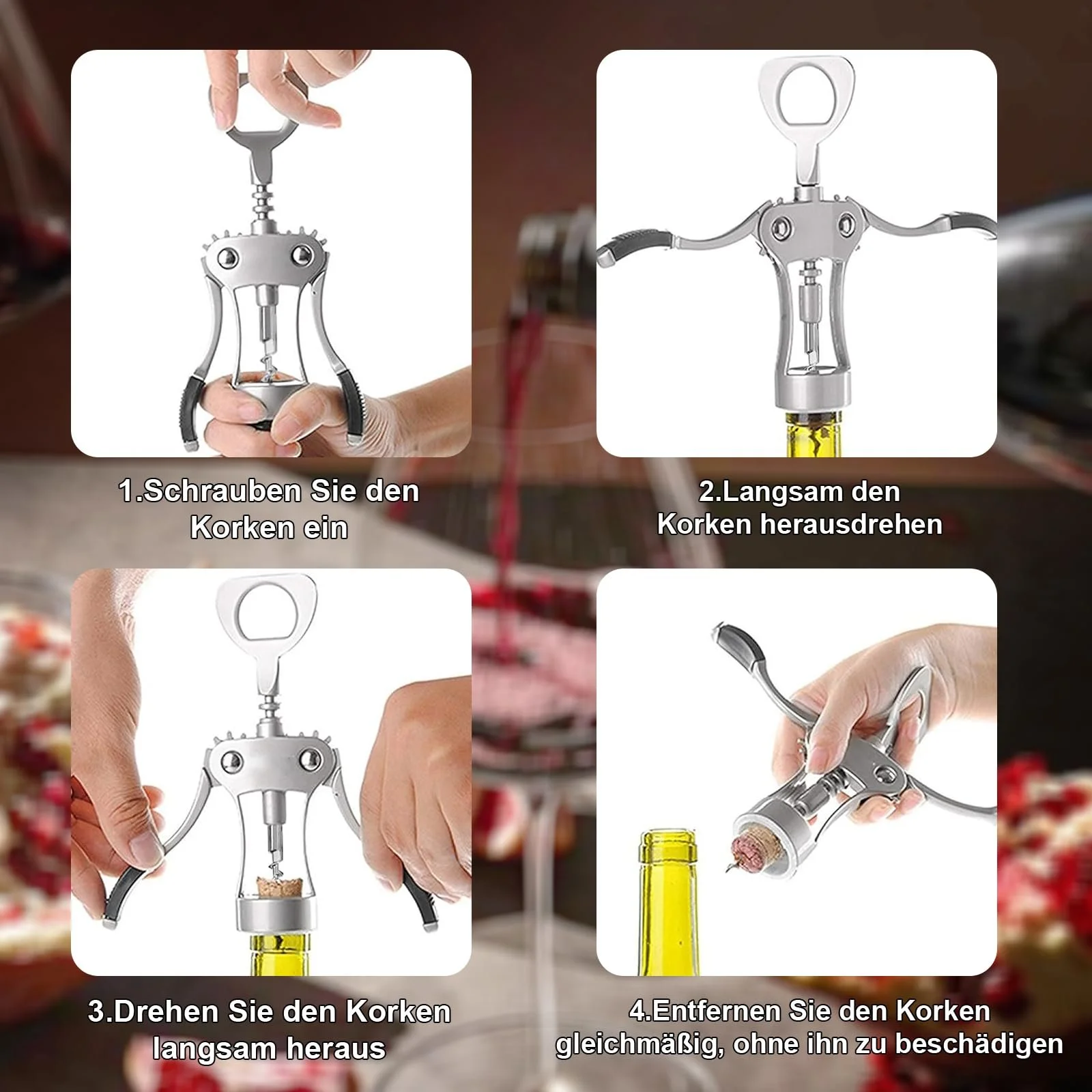 Штопор NEXROLA, цинковый сплав Многофункциональный, серебряный, фото №6