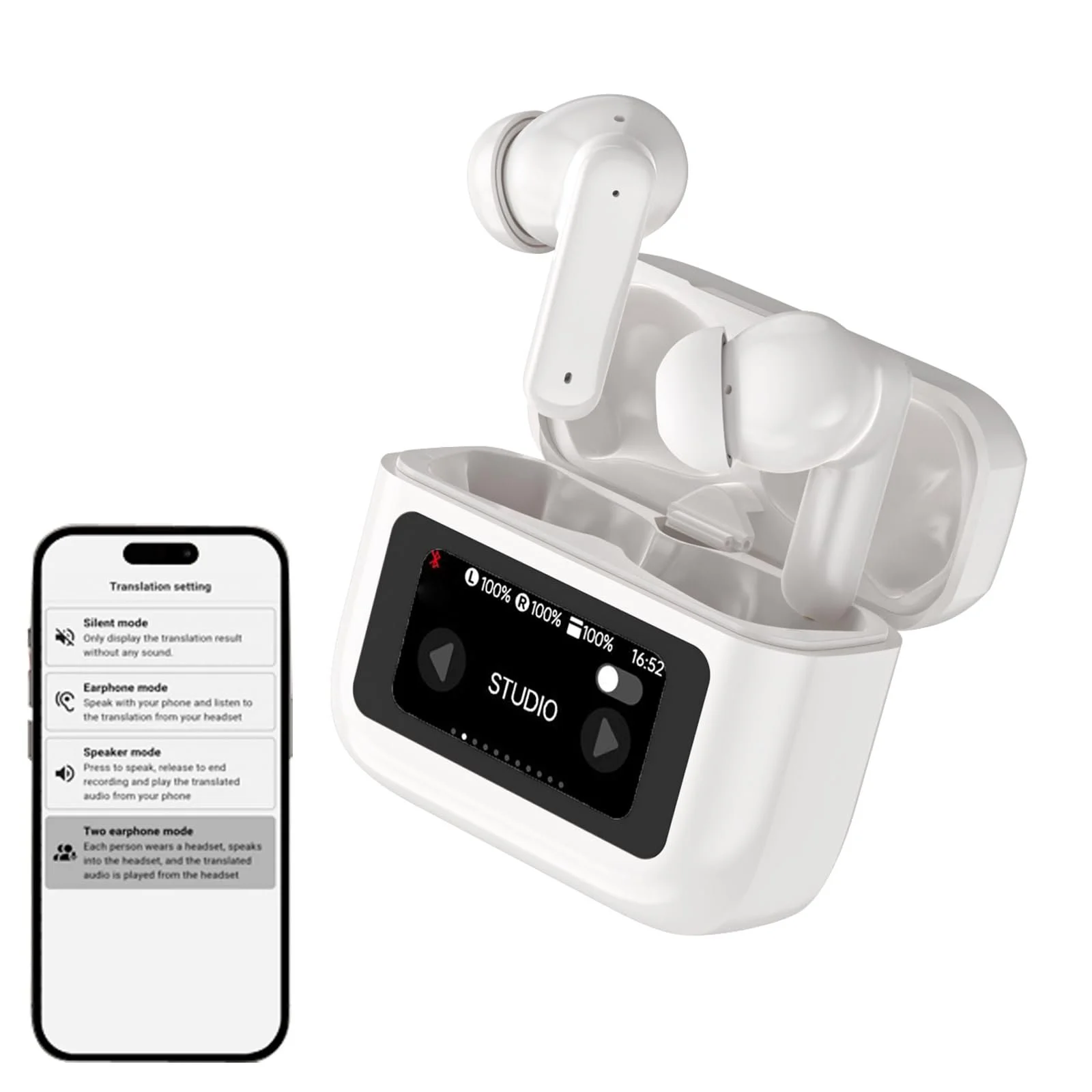 Бездротові Bluetooth AI навушники для перекладу в реальному часі Підтримка 150 мов AI навушники ANC Шумозаглушення, фото №1