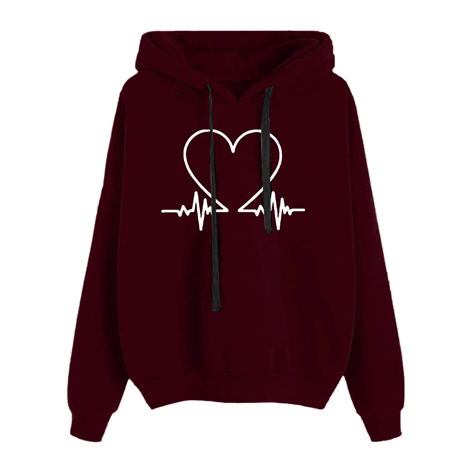 Женский свитшот Generisch 2025 с принтом в виде сердец, свободный, с длинными рукавами, блуза с кулиской, жилет для женщин, фото №1