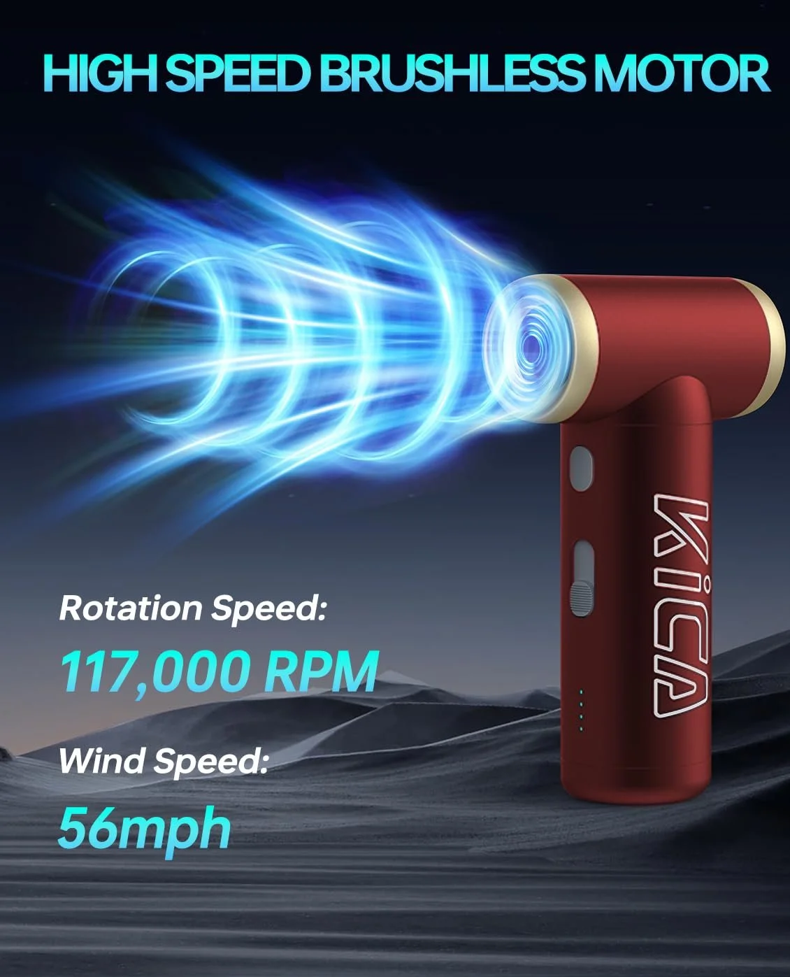 Аккумуляторная воздуходувка KiCA JetFan 2S 117000RPM Металлический корпус Красный, фото №3 Аккумуляторная воздуходувка KiCA JetFan 2S 117000RPM Металлический корпус Красный, фото №3