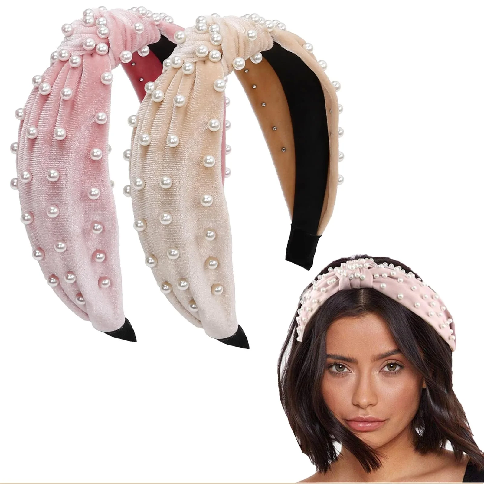 Обруч на голову Вузлик з бісером для жінок, 2 шт., фото №1 Обруч на голову Вузлик з бісером для жінок, 2 шт., фото №1