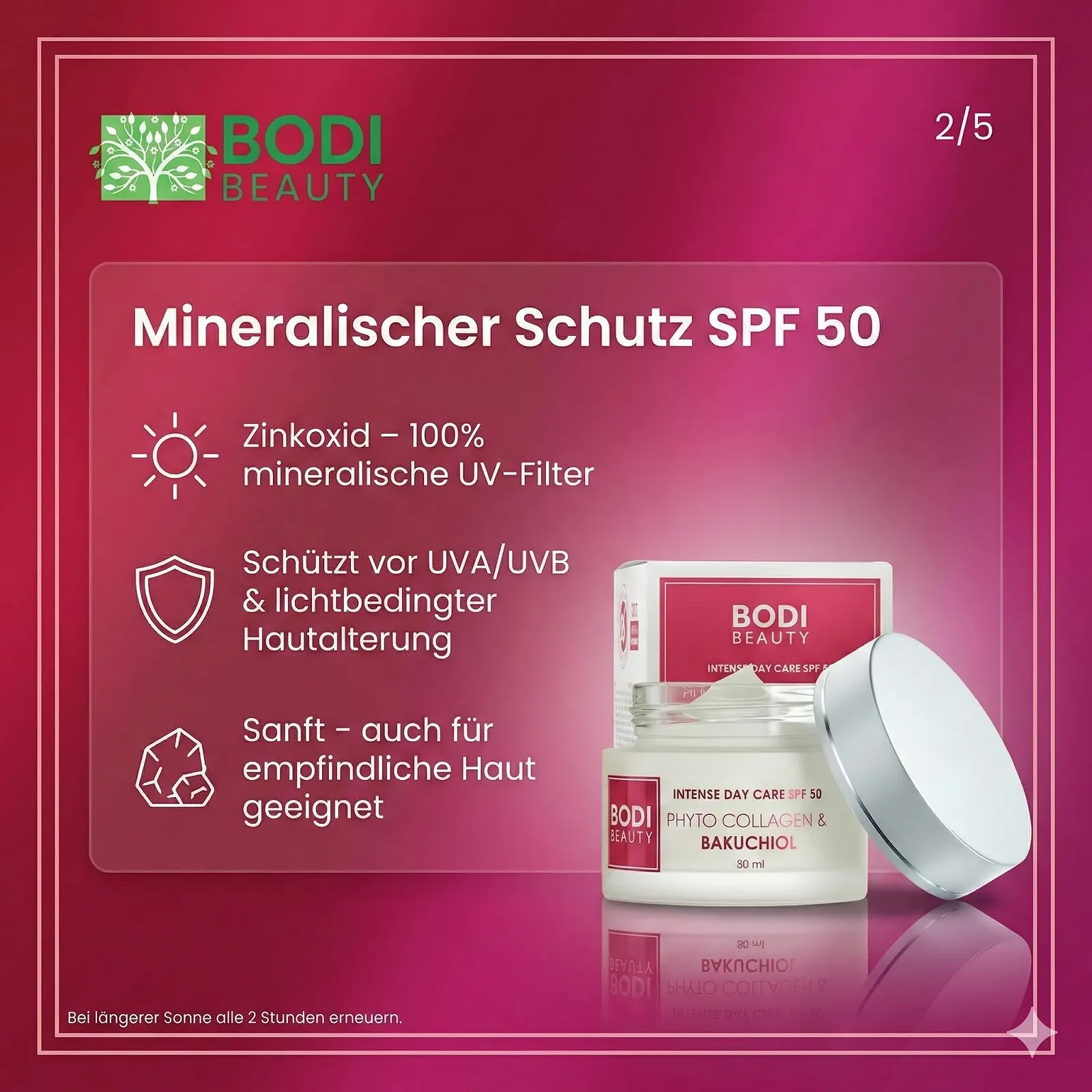 Денний крем Bodi Beauty Intensive з бакучіолом, фітоколагеном та SPF 50 50 мл, фото №3