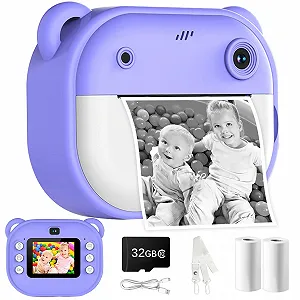 Детская камера мгновенной печати 1080P Dual Lens 2 дюйма 32GB Фиолетовая - Фото 1