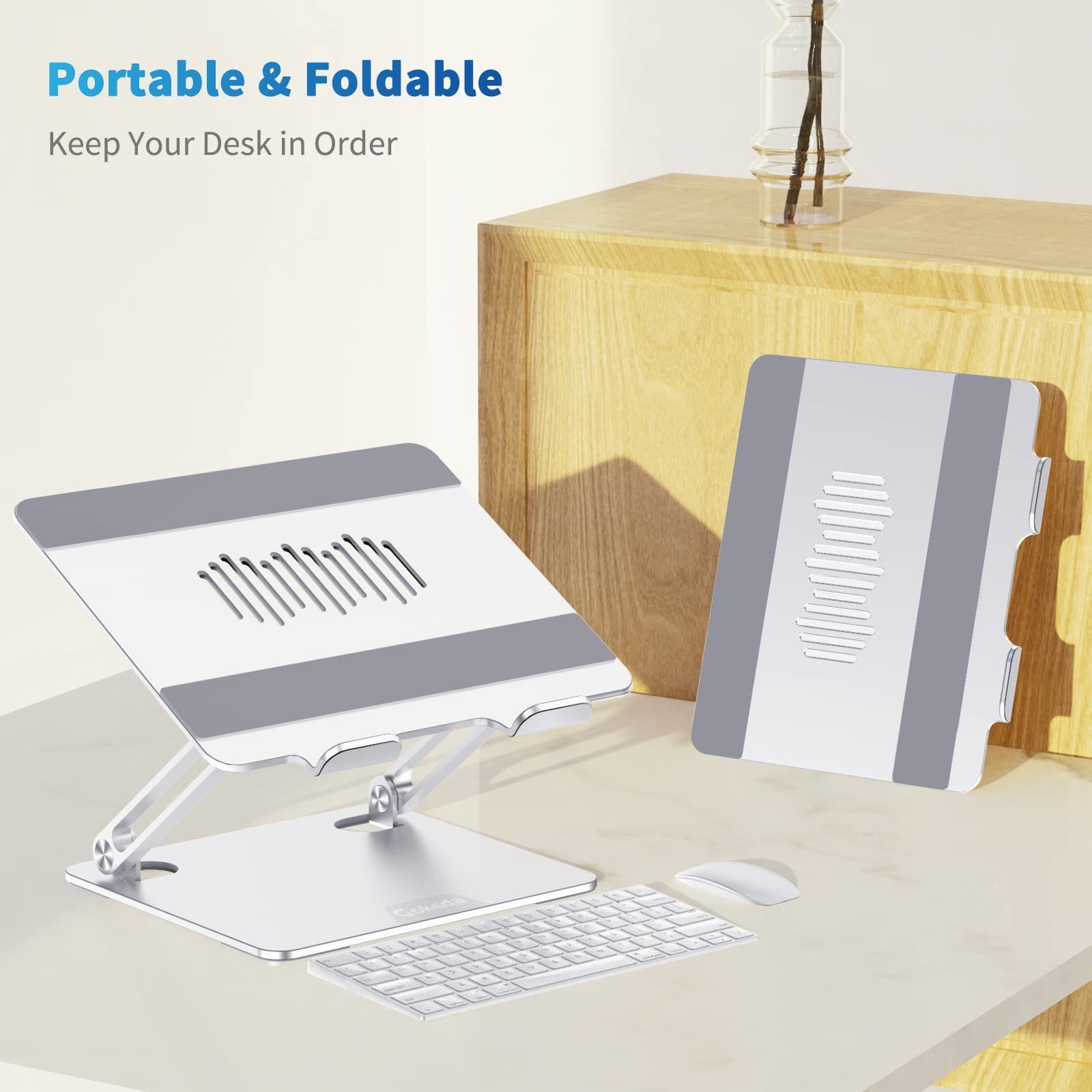 Підставка для ноутбука Gokeda, ергономічна, алюмінієва, сумісна з MacBook Air/Pro, Dell, HP, Lenovo, іншими ноутбуками 10-15,6 дюймів, фото №6 Підставка для ноутбука Gokeda, ергономічна, алюмінієва, сумісна з MacBook Air/Pro, Dell, HP, Lenovo, іншими ноутбуками 10-15,6 дюймів, фото №6