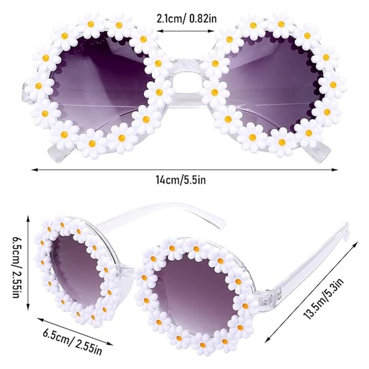 Сонцезахисні окуляри Ieron Вінтажні з квітами ромашки, Круглі, 2 шт., фото №7