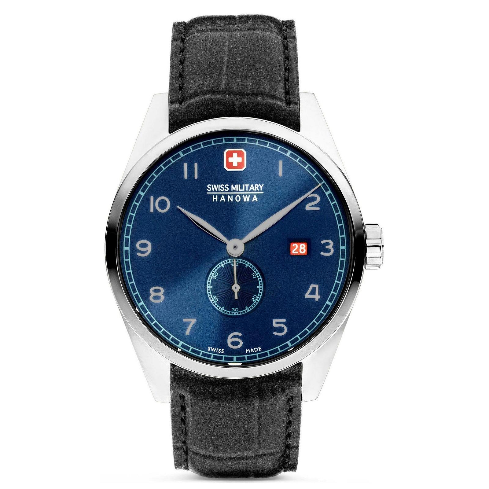 Мужские часы Swiss Military Hanowa SMWGN0001231 Аналоговые кварцевые с ремешком из кожи черный Ремешок, фото №1