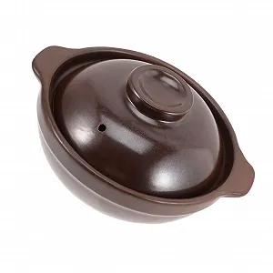 Горшок для запекания TOYANDONA керамический термостойкий с крышкой коричневый - Фото 1