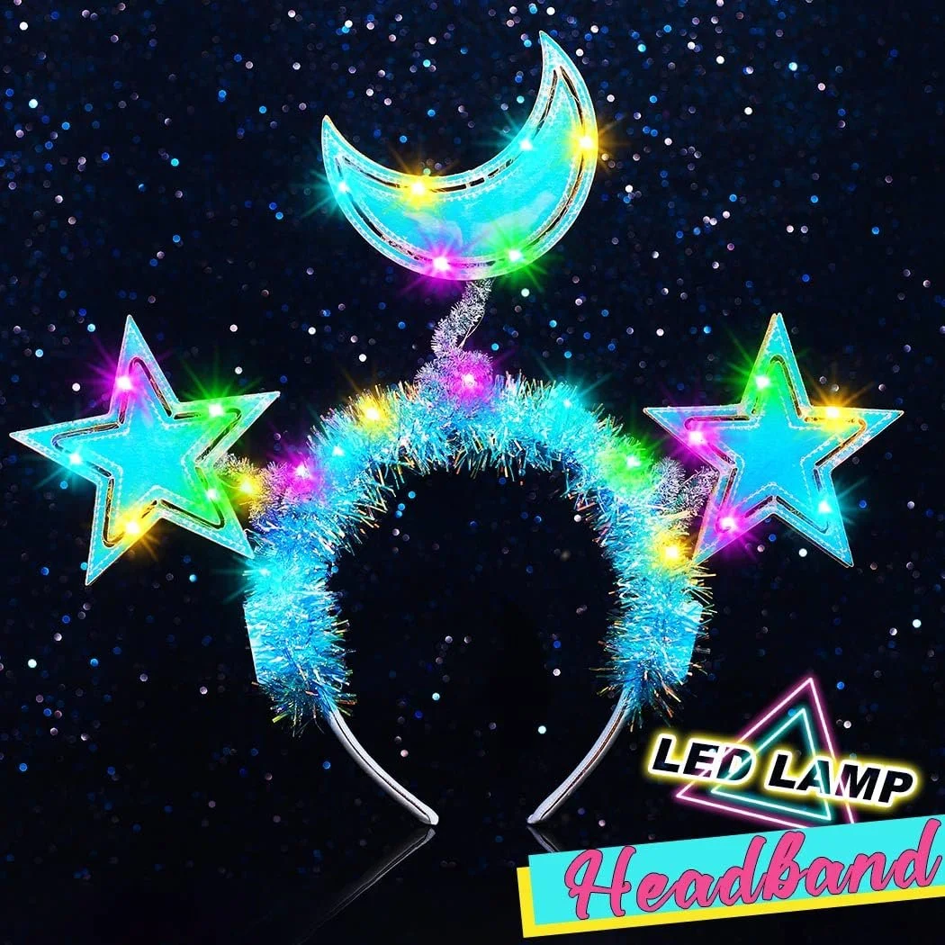 Обруч для волосся Сяюча зірка Блискучий Місяць зі світлодіодами, фото №2 Обруч для волосся Сяюча зірка Блискучий Місяць зі світлодіодами, фото №2