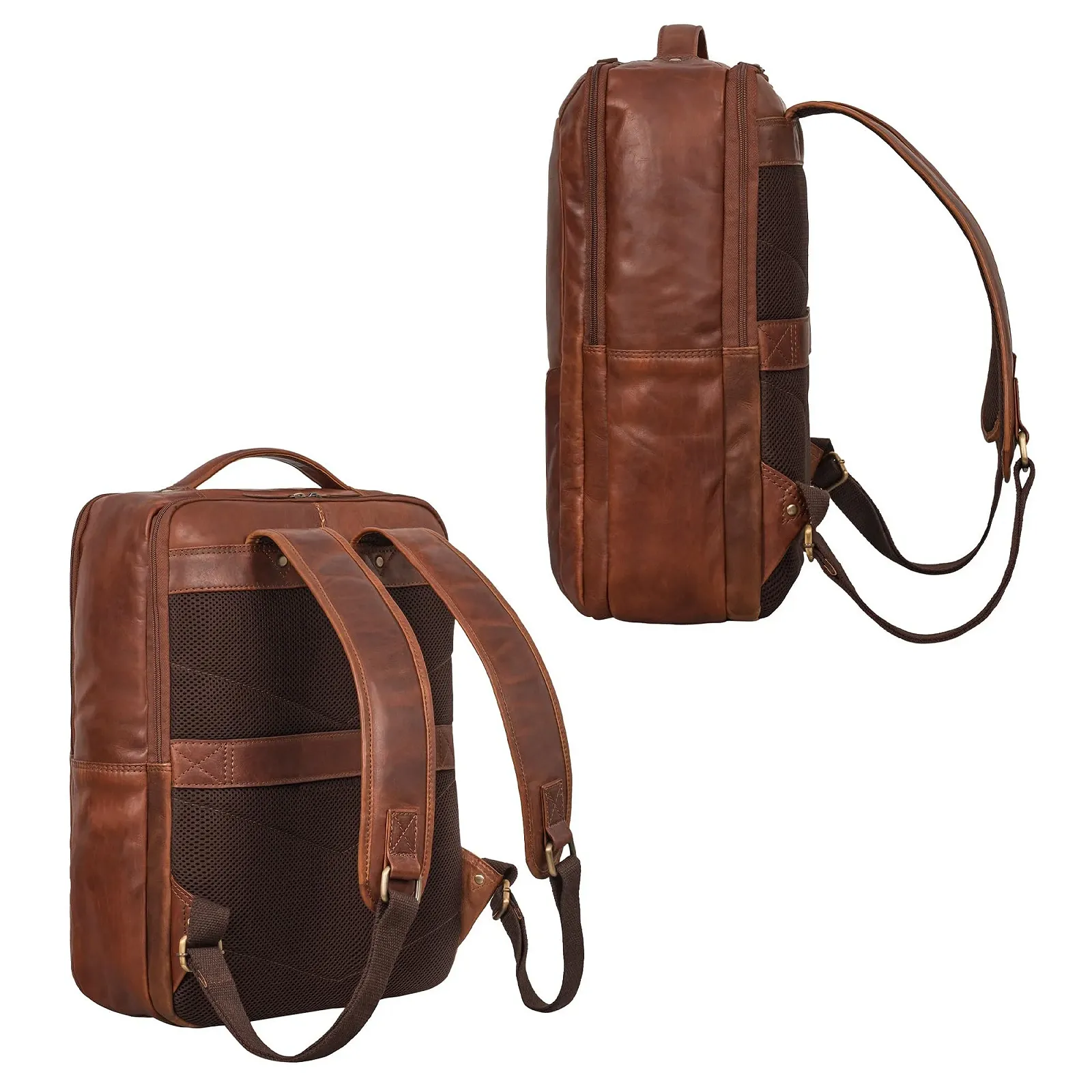 Рюкзак для ноутбука STILORD Kalle 15.6 дюймов кожаный Cognac Brown, фото №4