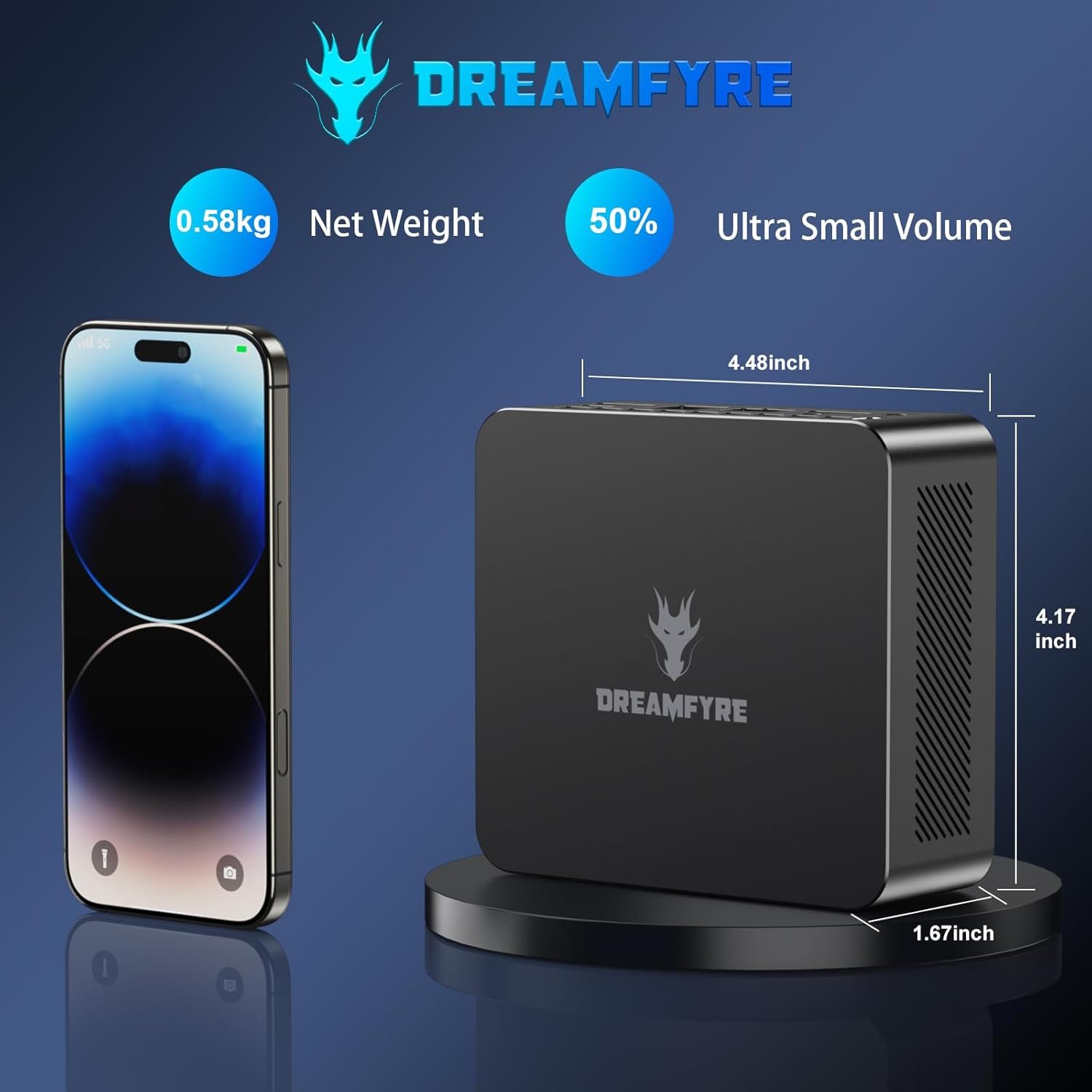 Міні ПК Dreamfyre DR01B / Intel N100 / RAM 32GB / SSD 512GB / 2 х HDMI / LAN / Wi-Fi 5 / Bluetooth 4.2 / Windows 11 / Black, фото №3