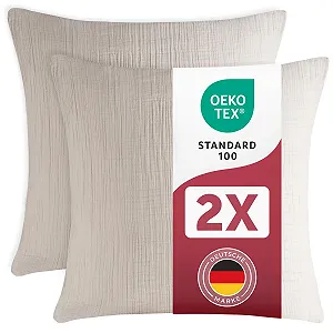 Купити Наволочка Blumtal Muslin 80 x 80 см Набір з 2 шт. Oeko-Tex муслінова зі 100% бавовни - Фото 1 Наволочка Blumtal Muslin 80 x 80 см Набір з 2 шт. Oeko-Tex муслінова зі 100% бавовни - Фото 1