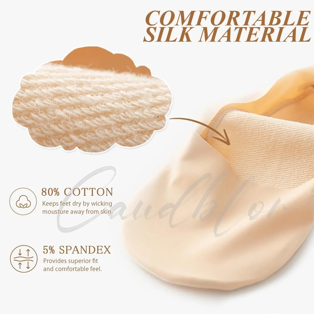 Балетки Носки CATOR Женские, 6 пар, Нейлоновые чулки, Женские, Только носки, Невидимые носки для кроссовок, Женские носки до щиколотки с нескользящим силиконом, Без следа, Дышащие полуноски, фото №3