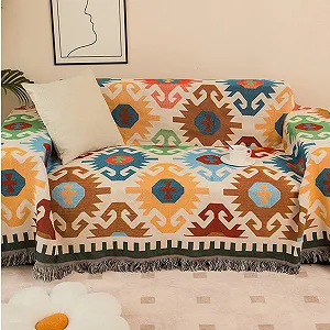 Плед в стиле бохо Czyminrout, плед для дивана с кисточками, плед в этническом стиле ацтеков, тканое покрывало для дома, офиса, путешествий, кемпинга (двусторонний плед, 130 x 180 см) synthetic.ua - Фото 1