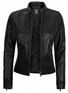 Шкіряна куртка fjackets Довга жіноча мотоциклетна куртка та пальто з натуральної овечої шкіри synthetic.ua - Фото 1