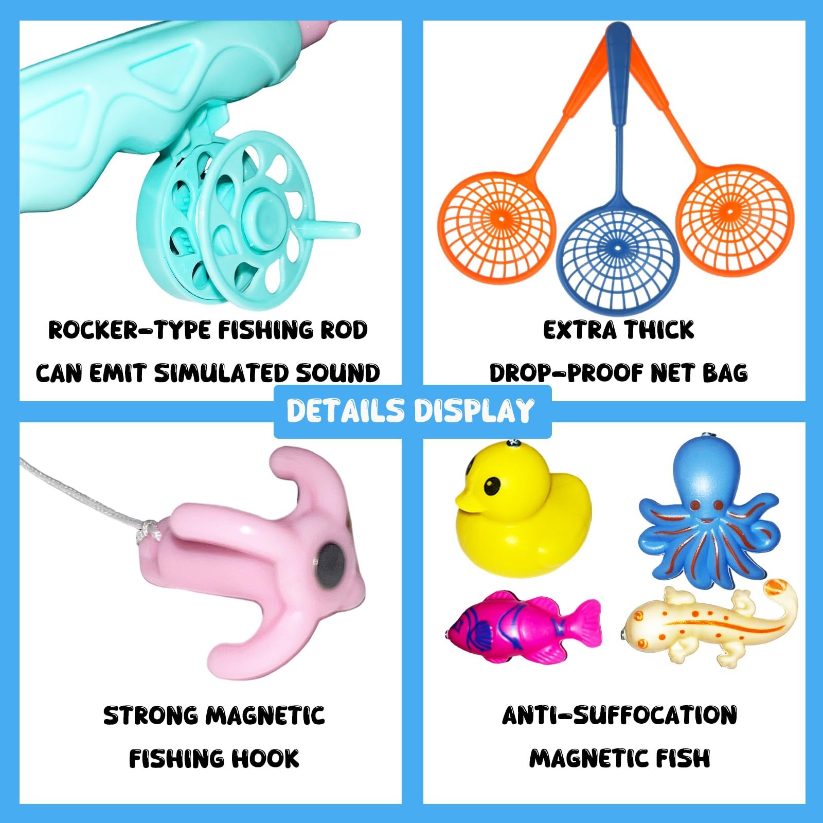 Набір для гри у ванній Магнітна риболовля з вудкою, сачком і пластиковими рибками, фото №5 Набір для гри у ванній Магнітна риболовля з вудкою, сачком і пластиковими рибками, фото №5