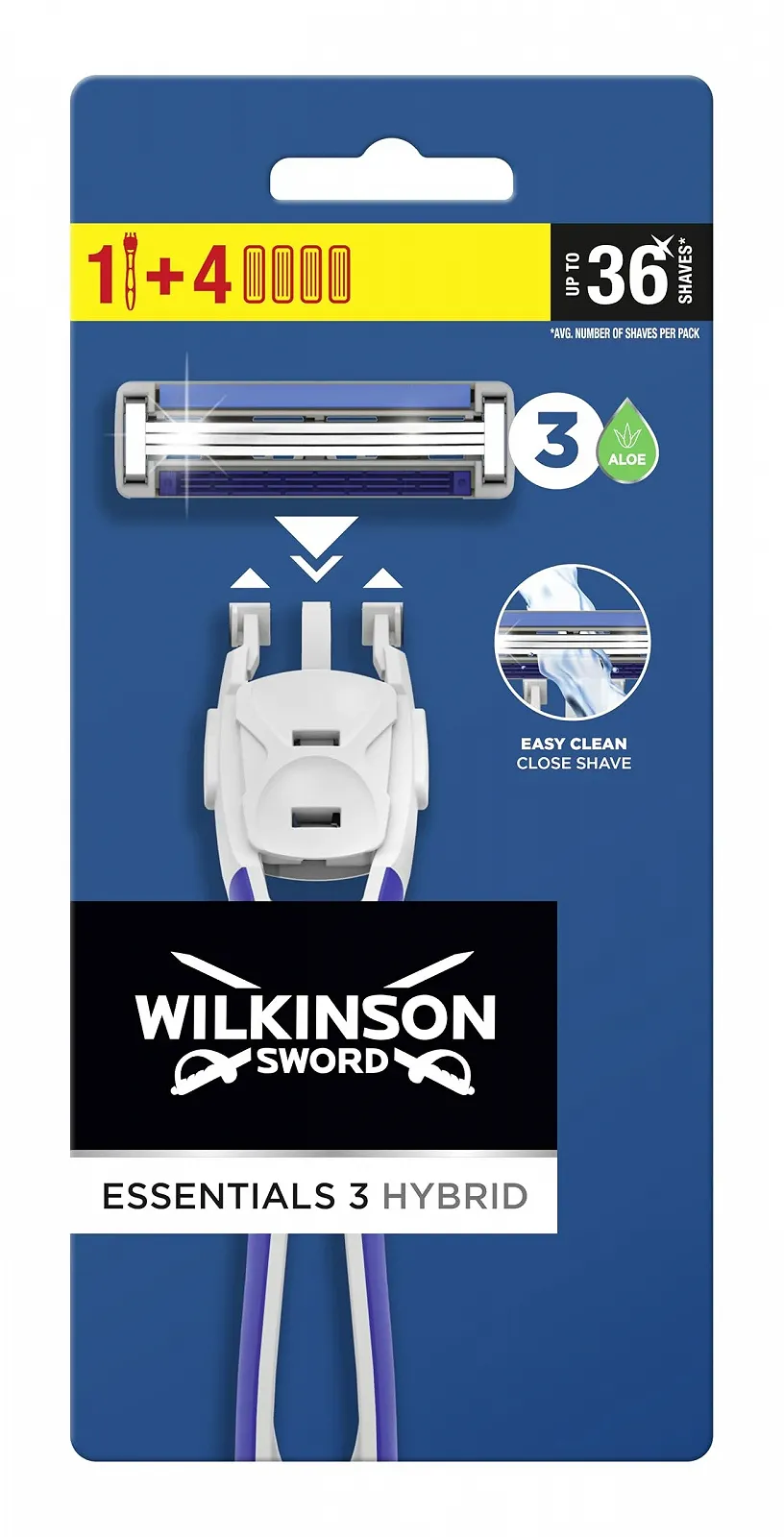 Бритва Wilkinson Sword Extra 3 Essentials Hybrid с 4 сменными картриджами, фото №1 Бритва Wilkinson Sword Extra 3 Essentials Hybrid с 4 сменными картриджами, фото №1