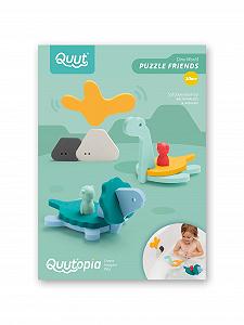 Пазл для ванной QUUT Dino World Friends Подарок: Экологически чистая развивающая игрушка для ванной безопасная, крепкая и идеальная для малышей от 0 месяцев - Фото 1