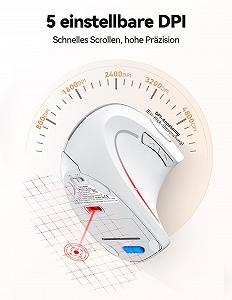 Мышь TechRise Беспроводная вертикальная 4800 DPI оптическая Тихая 6 кнопок Белый synthetic.ua - Фото 1