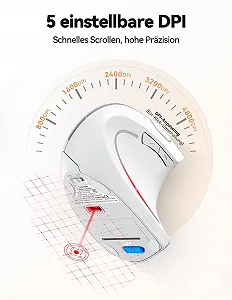 Миша TechRise Бездротова вертикальна 4800 DPI оптична Тиха 6 кнопок Білий synthetic.ua - Фото 1