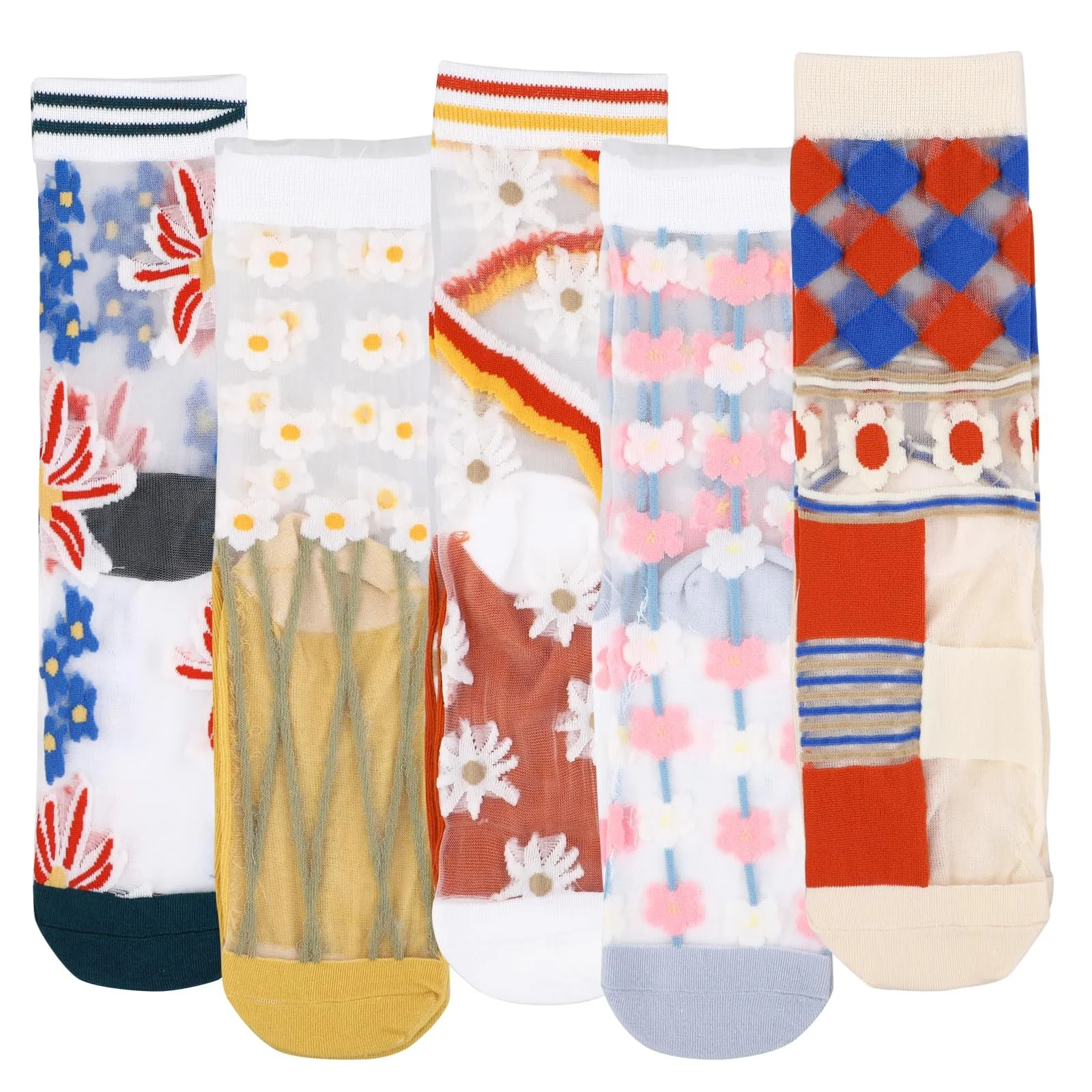 Носки Lusofie с рюшами, прозрачные с цветами, летние тонкие сетчатые кружевные чулки для женщин и девушек, многоцветные, универсальный размер, фото №8 Носки Lusofie с рюшами, прозрачные с цветами, летние тонкие сетчатые кружевные чулки для женщин и девушек, многоцветные, универсальный размер, фото №8