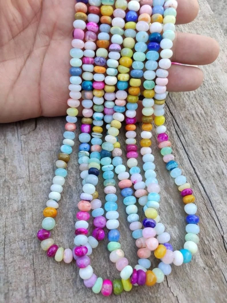 Намистини круглі опал натуральний гладкі 7-8 мм, довжина нитки 40.5 см, фото №2