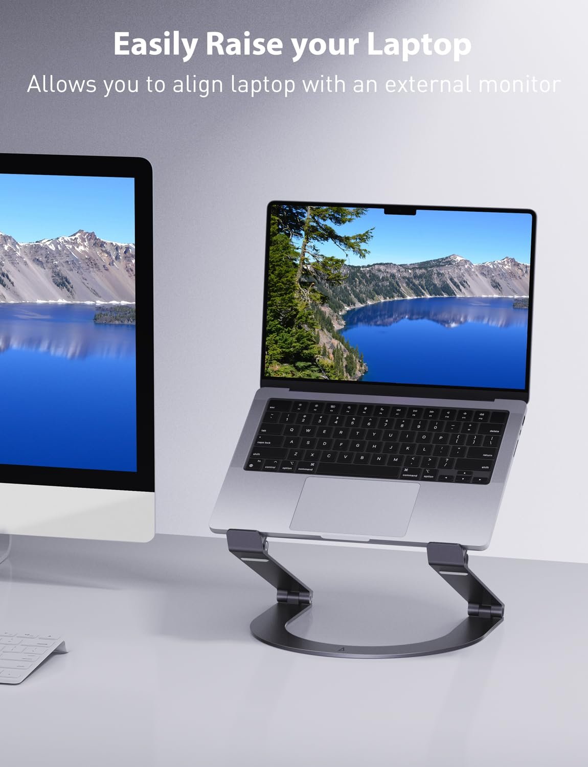 Підставка для ноутбука Maxonar, регульована по висоті, складана, алюмінієва, ергономічна, вентильована, сумісна з MacBook, Samsung, Dell 11-15 дюймів, сіра, фото №4