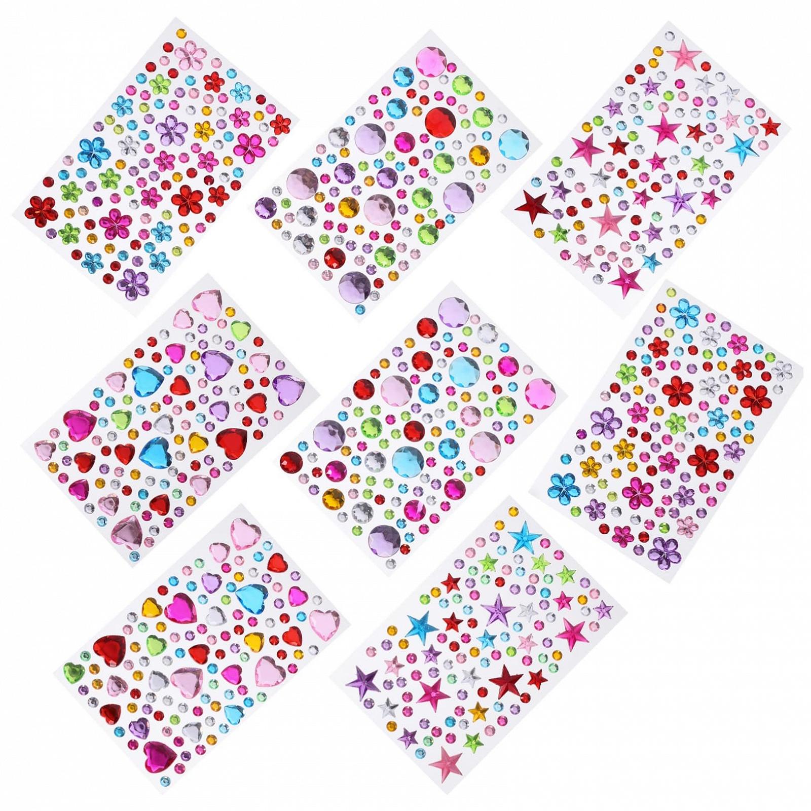 Наклейки акрилові 8 аркушів, стрази для нігтів, фото №1