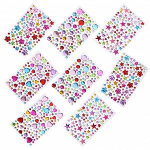 Наклейки акрилові 8 аркушів, стрази для нігтів - Фото 1