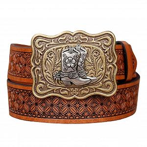 Ремінь з тисненням AGUTALITHIC Western Cowboy Boots, пряжки з різьбленням - Фото 1