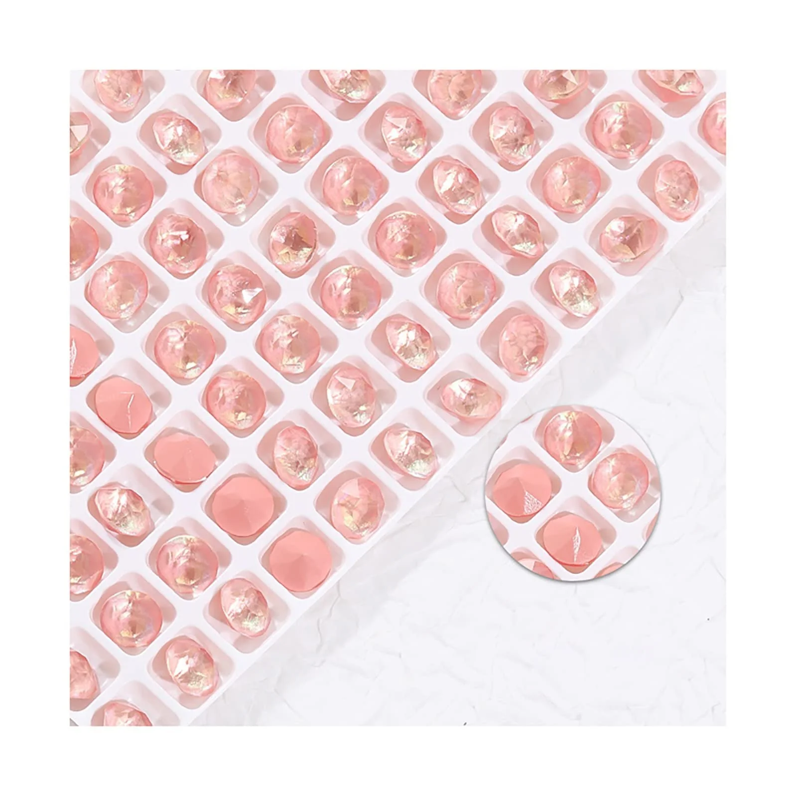 Стрази Скло 3D Блискітки 8 x 8 x 6мм Рожевий, фото №1