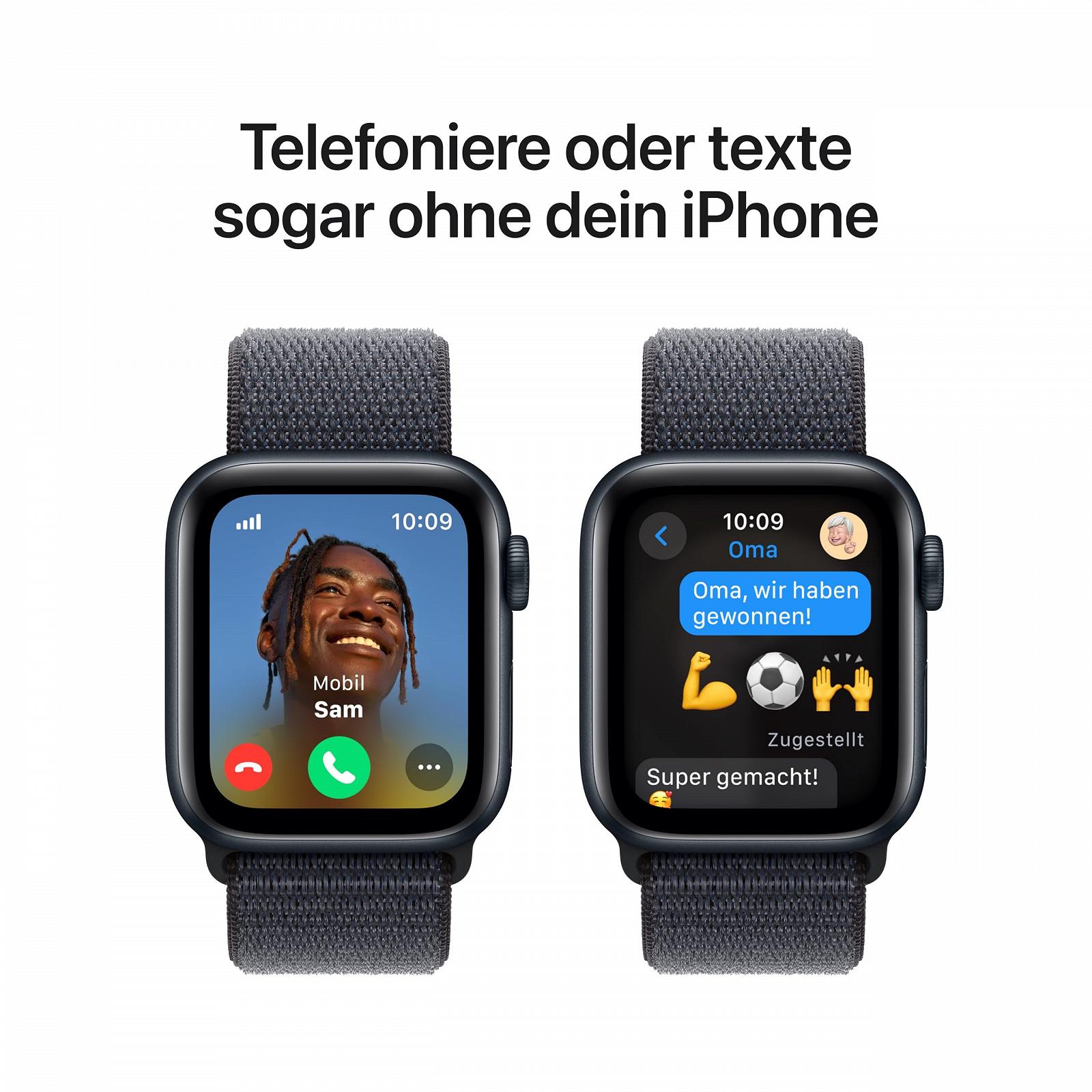 Смарт-часы Apple Watch SE (2nd Generation) GPS + Cellular 40мм Алюминиевый корпус Midnight, спортивный ремешок Ink (One Size), фото №4