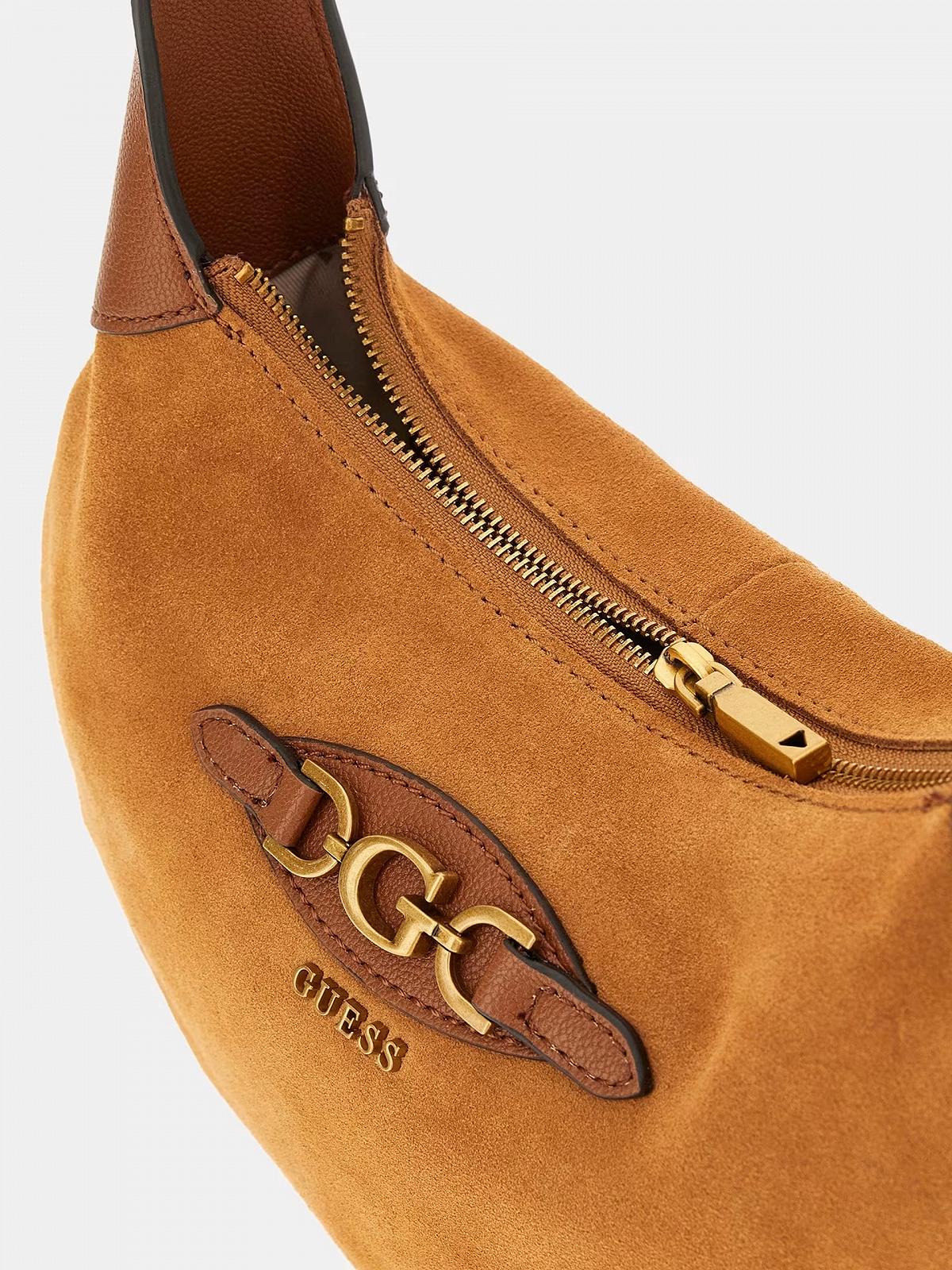 Жіноча сумка GUESS Malva Suede Hobo Cognac, фото №3