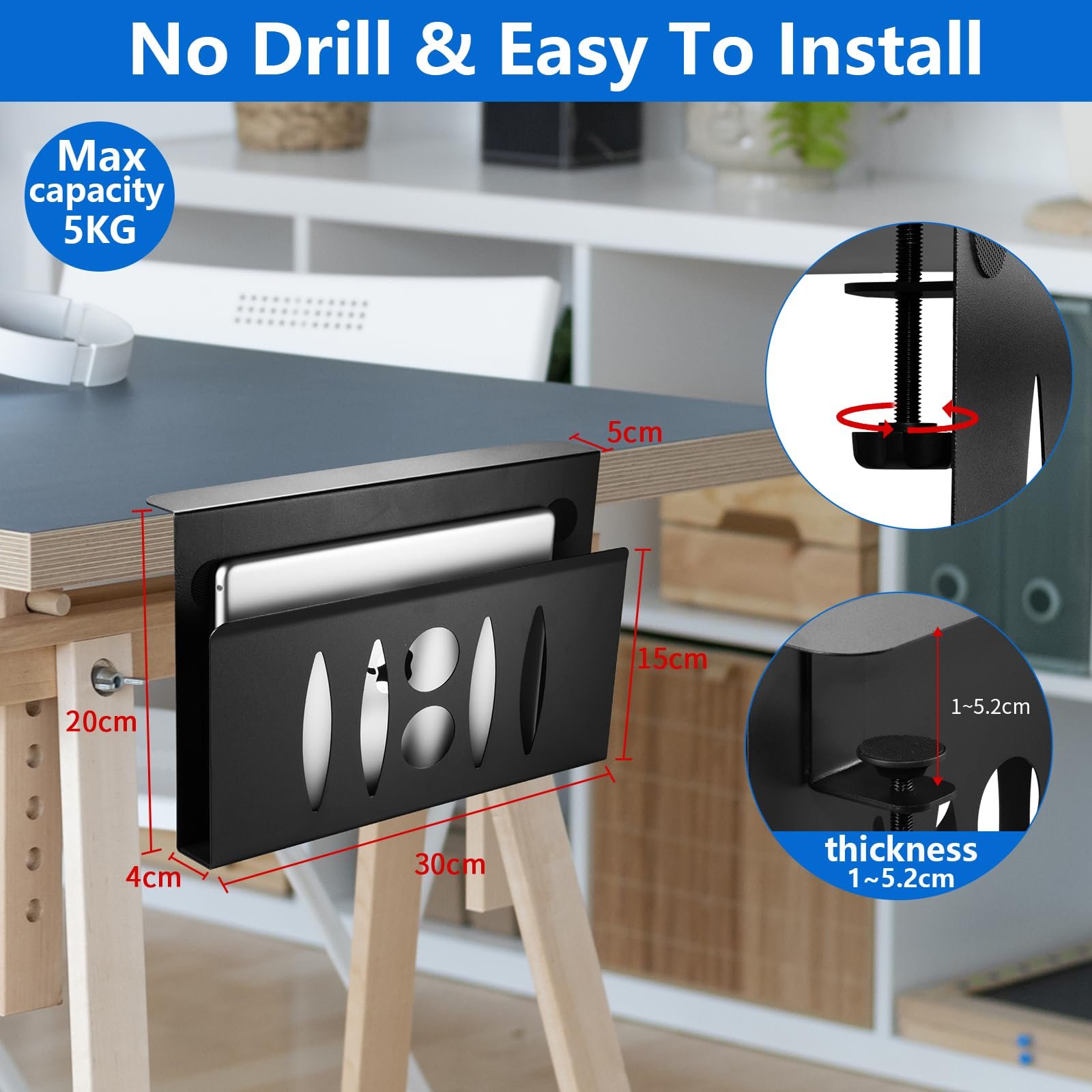 Подставка для ноутбука с ящиком органайзером Zijstandaard Сталь Черный (одинарный слой), фото №5 Подставка для ноутбука с ящиком органайзером Zijstandaard Сталь Черный (одинарный слой), фото №5