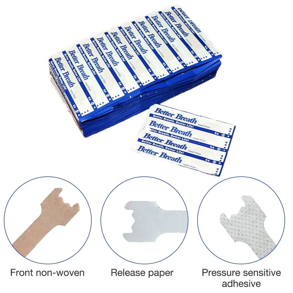 Пластыри для носа (100 шт. в упаковке) от храпа, для лучшего дыхания, против храпа, фото №3