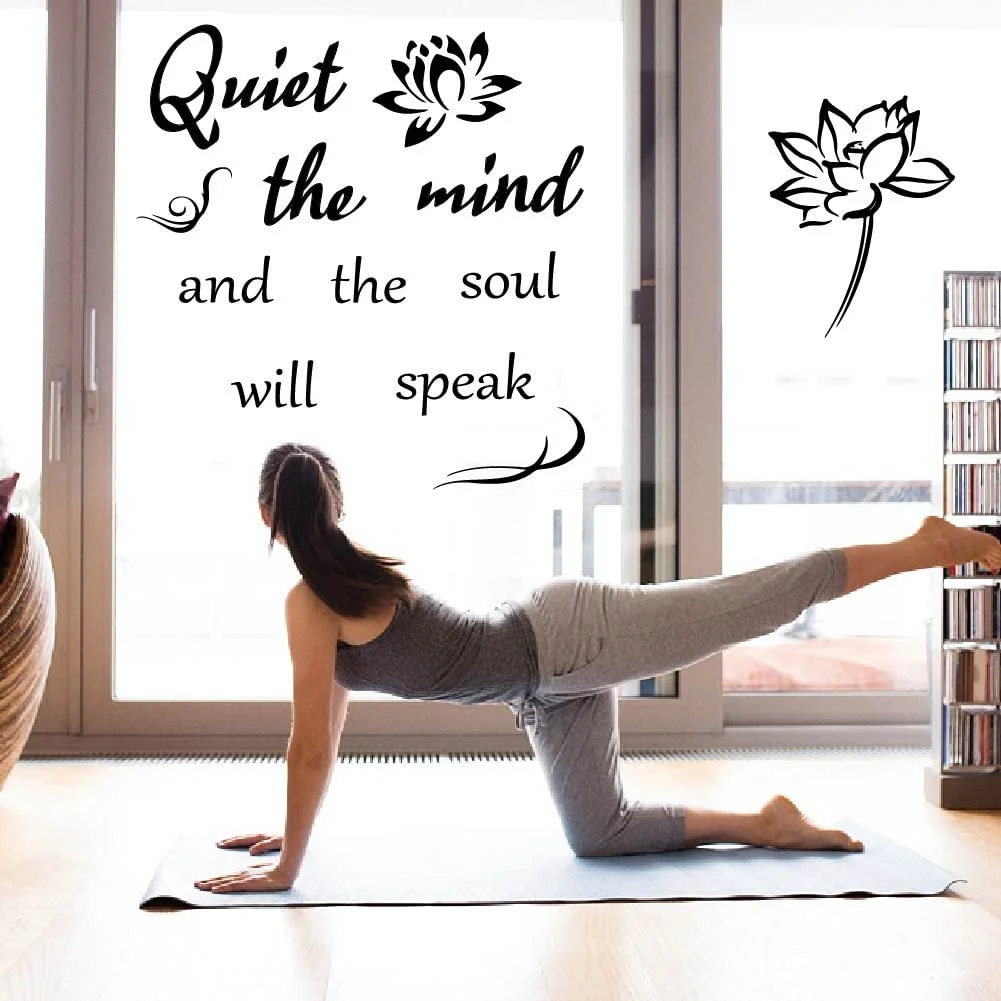 Наклейка на стіну SUPERDANT Yoga Quiet The Mind and The Soul Will Speak Лотос Вінілова, фото №4