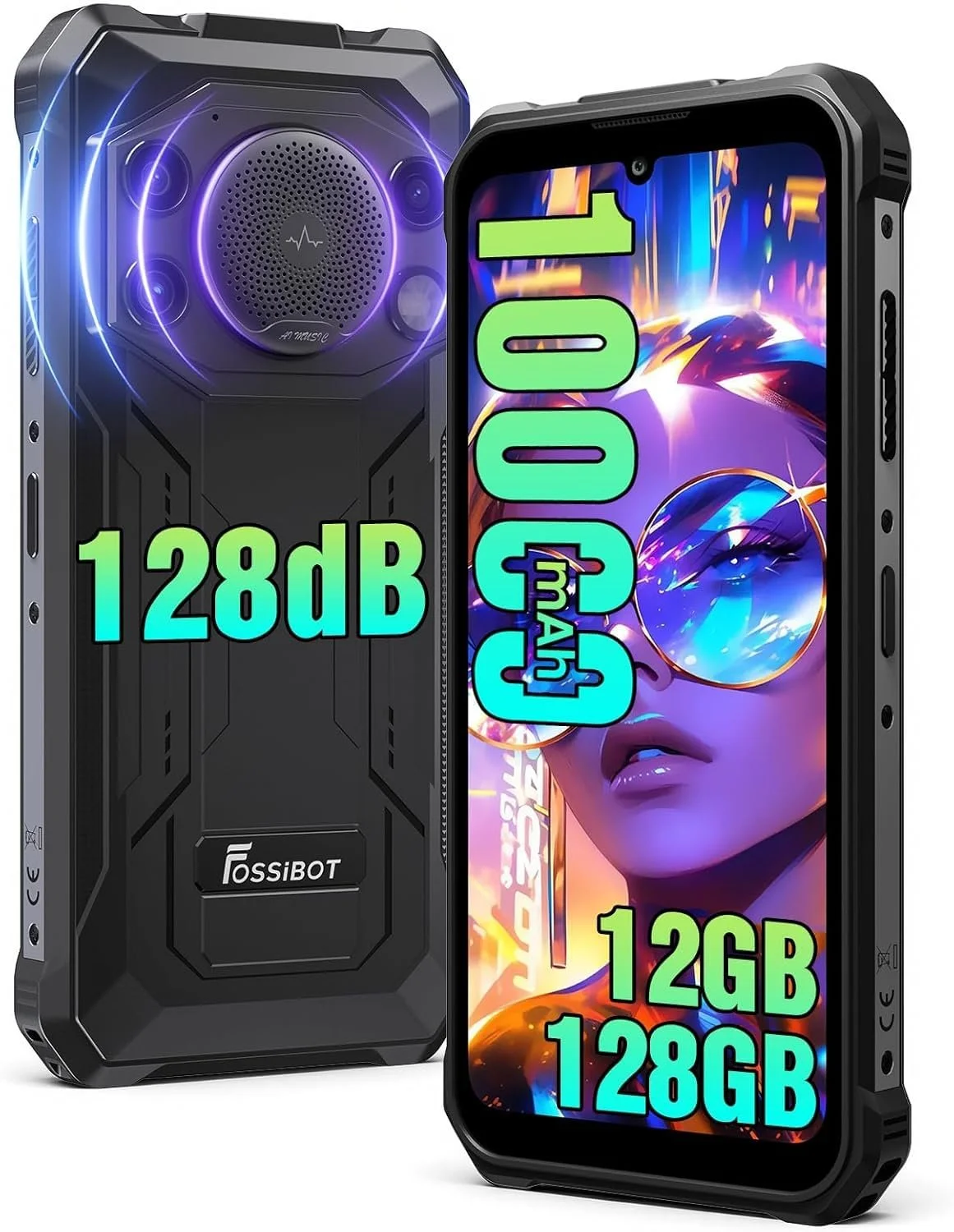 Защищенный смартфон FOSSiBOT F110L Android 15 12/128 ГБ 10000 мАч 6.745 дюйма 50 Мп Dual SIM NFC IP68, фото №1 Защищенный смартфон FOSSiBOT F110L Android 15 12/128 ГБ 10000 мАч 6.745 дюйма 50 Мп Dual SIM NFC IP68, фото №1