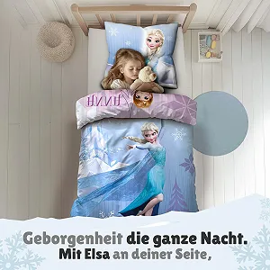 Комплект постельного белья Disney Frozen 2-Piece 135 x 200 см 80 x 80 см - Двустороннее постельное белье Frozen с Анной и Эльзой - Diamonds Motif 100% хлопок на молнии Oeko-Tex, машинная стирка synthetic.ua - Фото 1