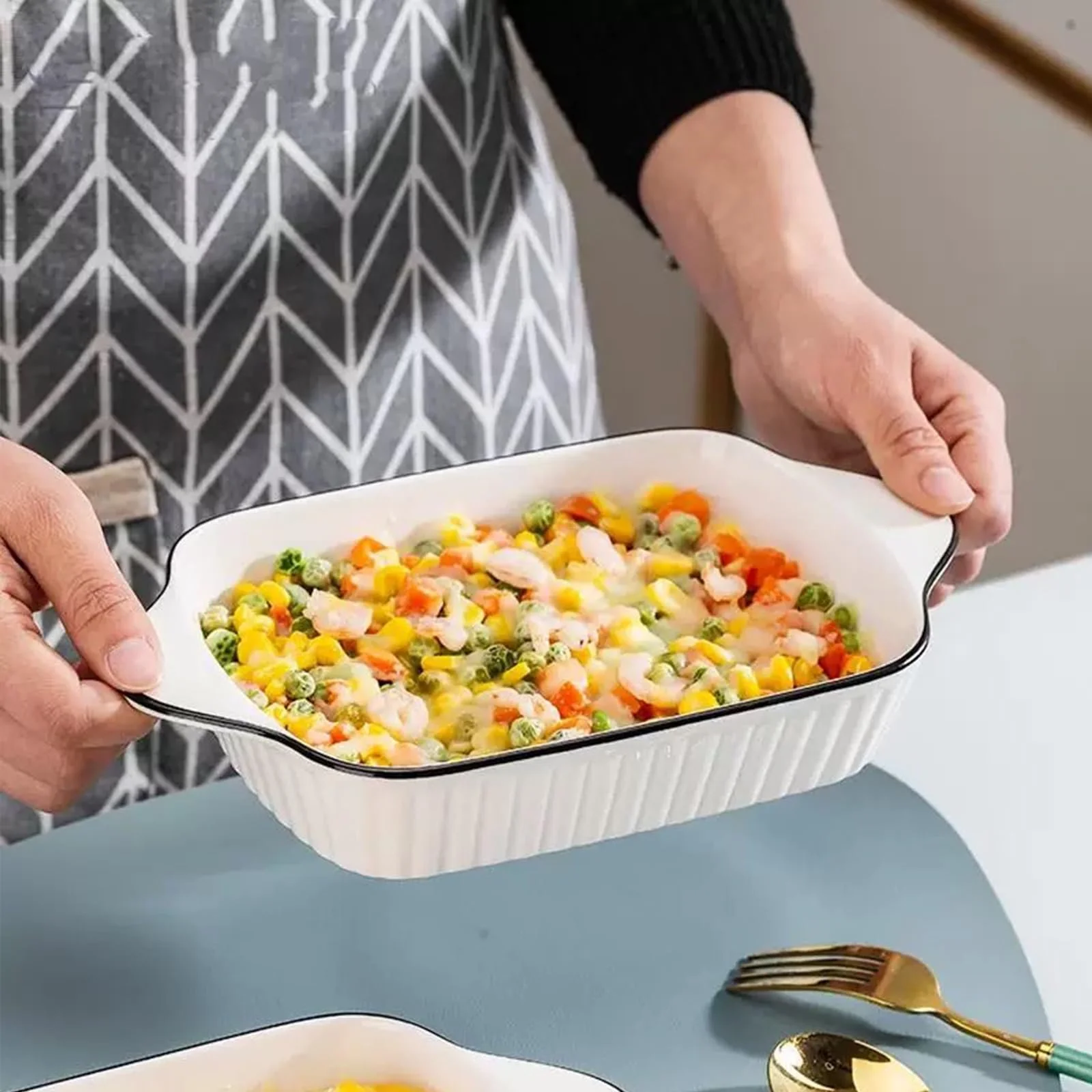 Формы для запекания 2 шт 26.5 см прямоугольные керамические с ручками для лазаньи, фото №7