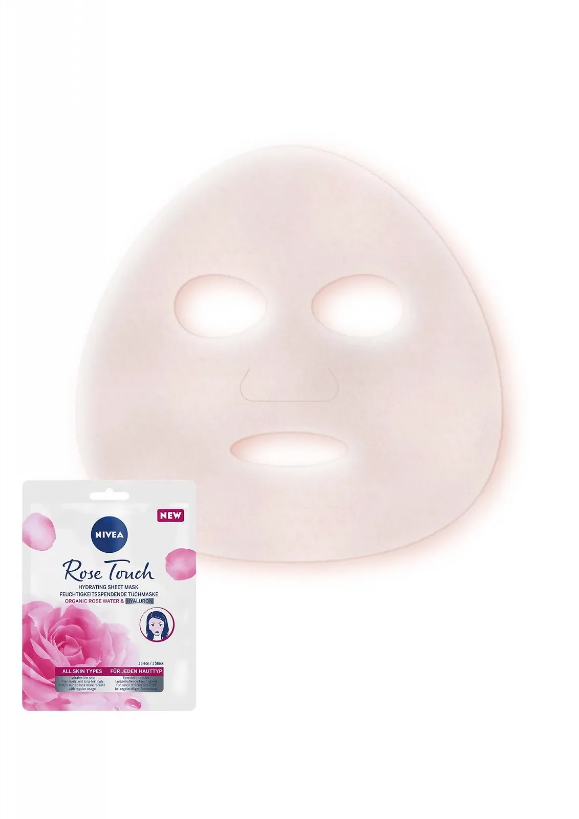 Тканинна Маска NIVEA Rose Touch Зволожуюча з органічною трояндовою водою та гіалуроновою кислотою (5 шт), фото №2