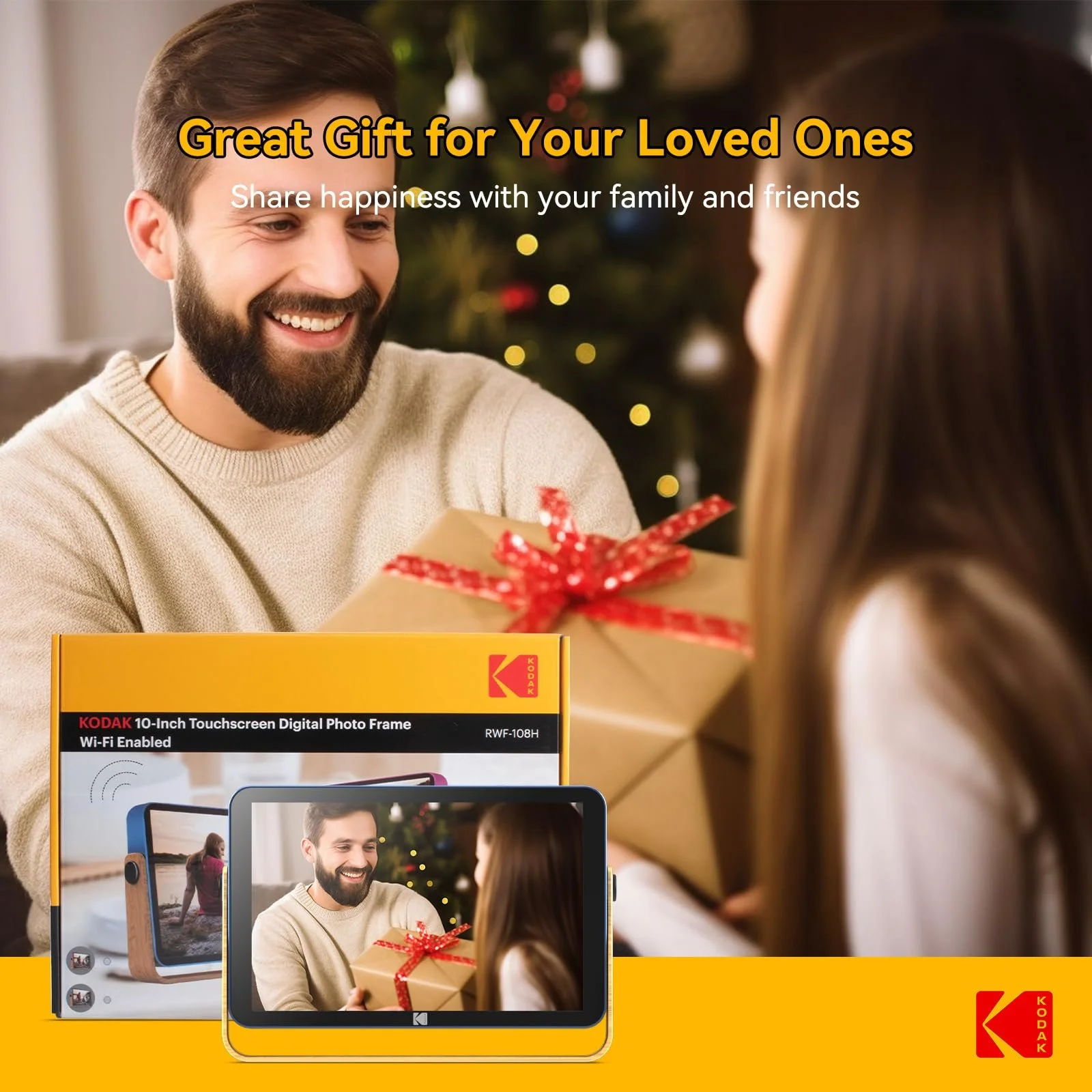 Цифровая фоторамка KODAK 10 дюймов WiFi с аккумулятором 32GB HD IPS Touch, фото №8