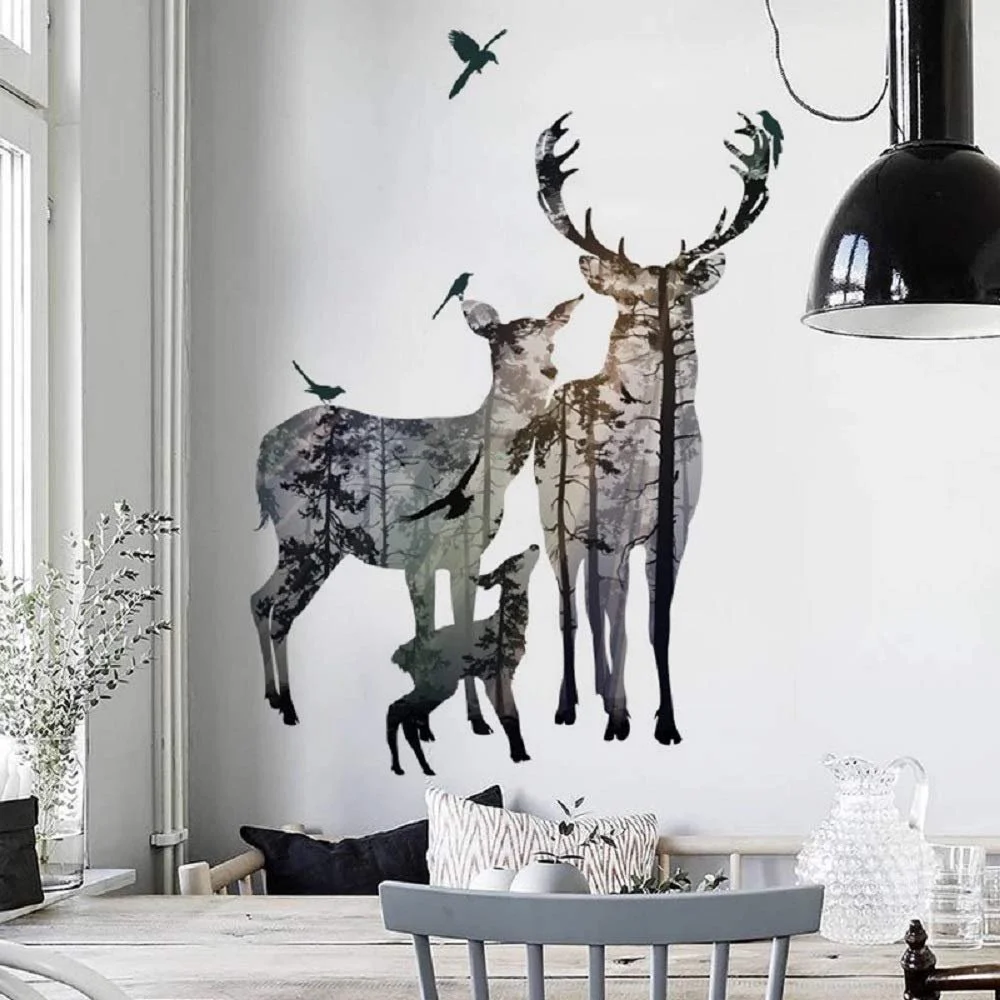 Наліпка WandSticker4U Deer, Wolf, Moon and Bird Велика, фото №4 Наліпка WandSticker4U Deer, Wolf, Moon and Bird Велика, фото №4