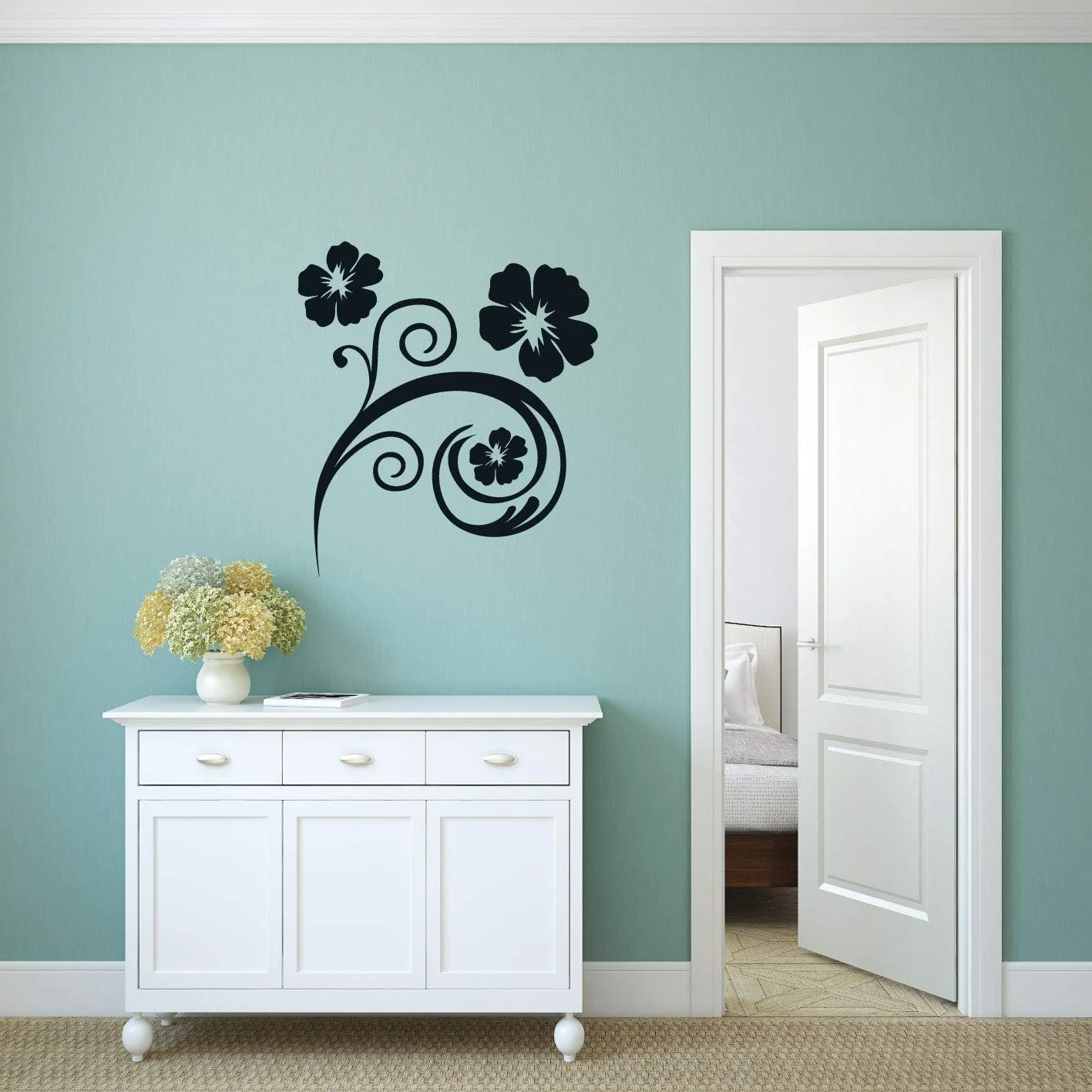 Наклейка на стену kleb-Drauf 1 Flower Tendril Серебристая матовая, фото №2