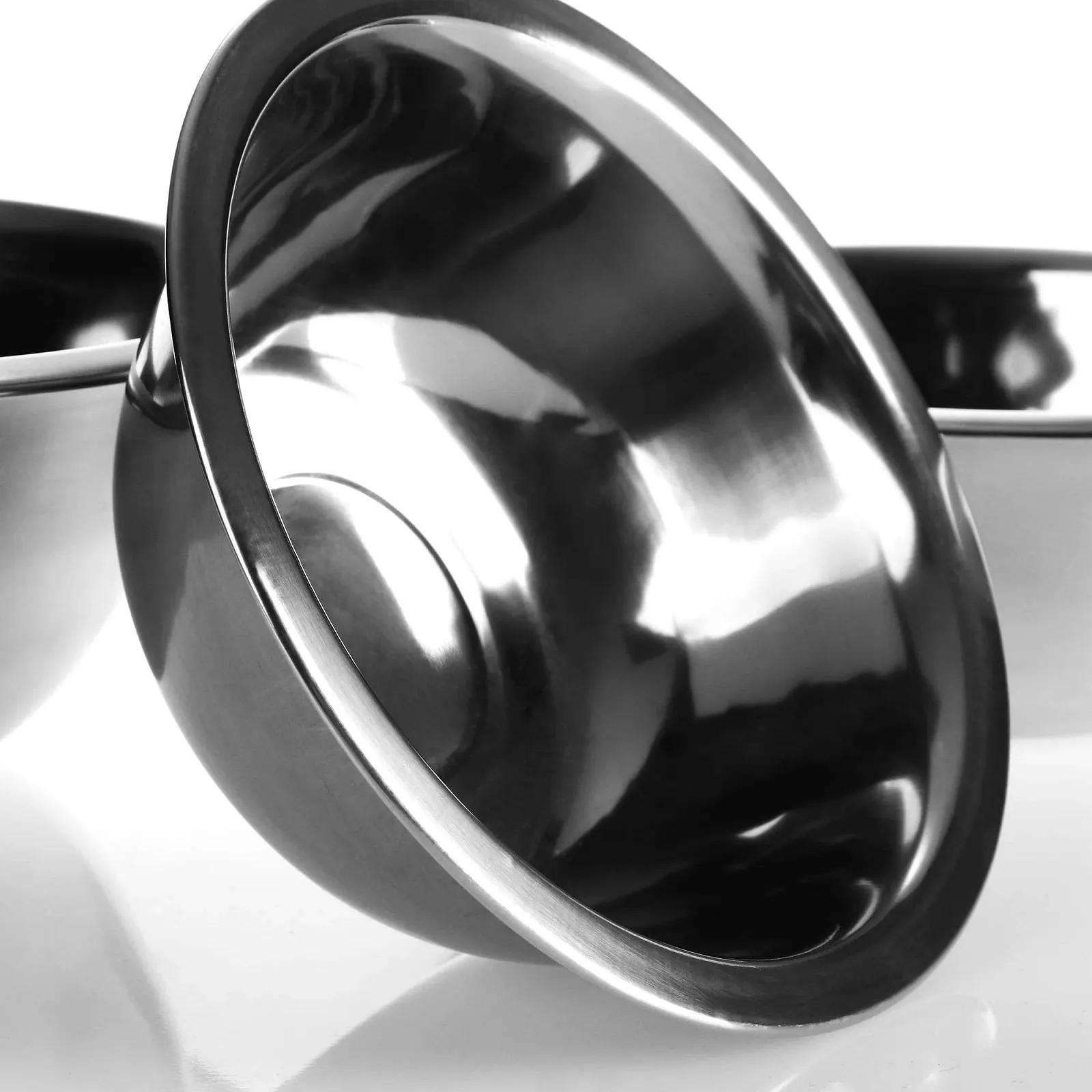 Набор мисок com-four® Stainless Steel Bowl Set 3 шт. Нержавеющая сталь Серебристый 18/20/24 см, фото №7