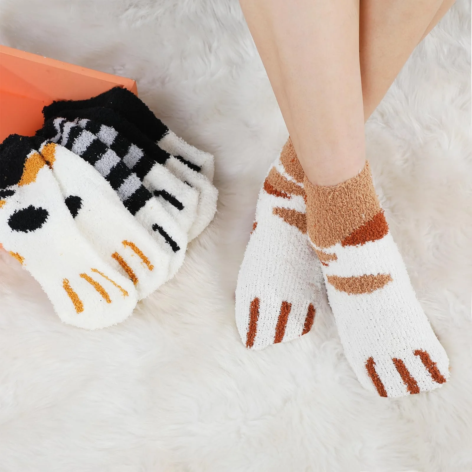 Плюшеві коралові шкарпетки, 4 пари м’яких шкарпеток, фото №5