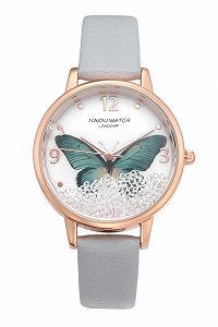 Женские Наручные Часы JSDDE Элегантные Часы Бабочка Кожаный Ремешок Кварцевые Аналоговые Часы со Стразами - Фото 1