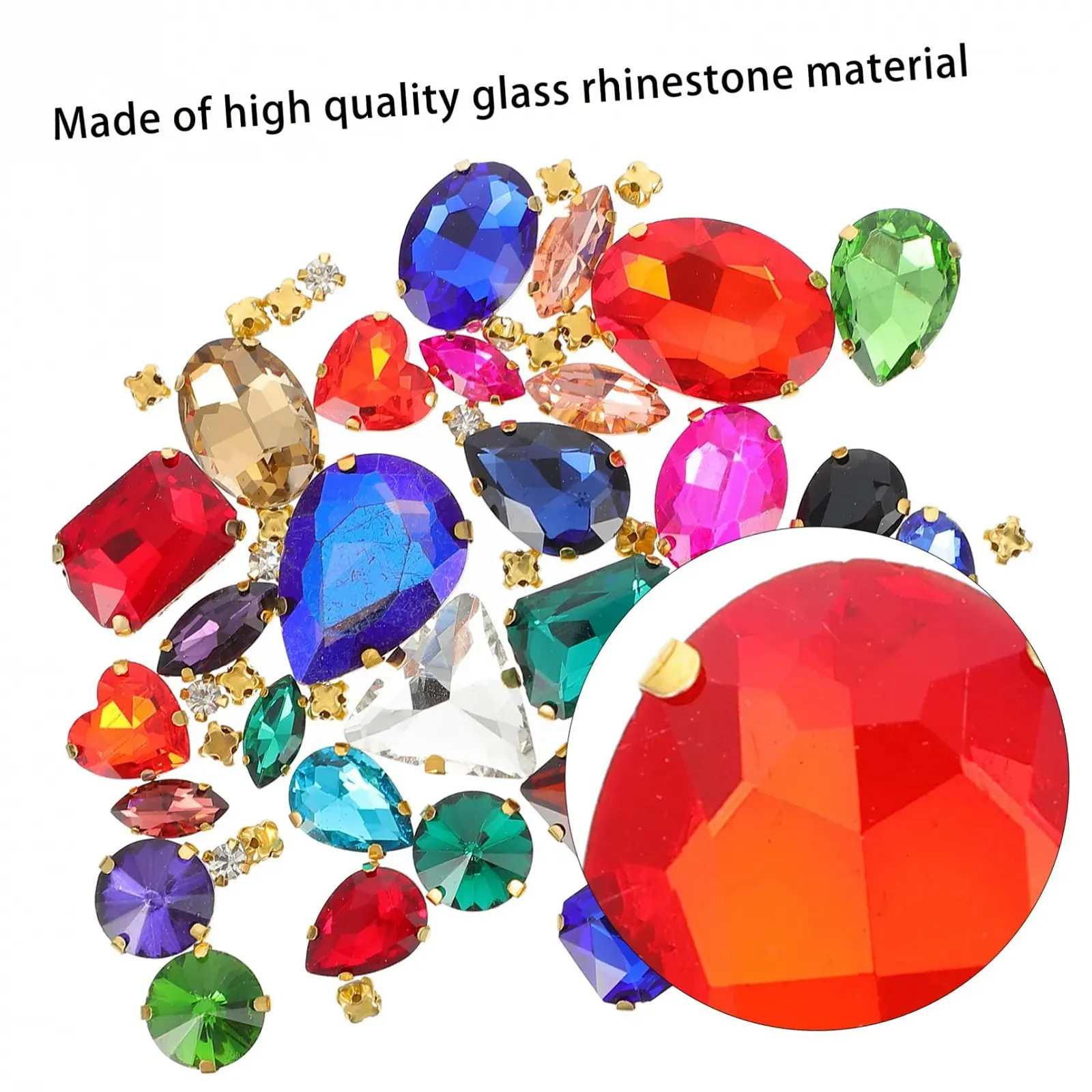 Пришивные драгоценности с когтями 1 набор, Плоские драгоценные камни для шитья, Декор, Одежда, Плоские драгоценности, Бриллиантовые украшения, Аксессуары, Стеклянные стразы с когтями, фото №9